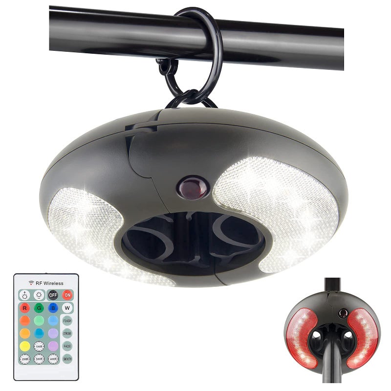 HONWELL Patio Umbrella Light, 18 LEDs 3xAA Battery Operated Umbrella Pole Light with RF Remote 80Ft Through Wall, 4 Modes, 12 Color Changing Outdoor Camping Light with Hanging Ring for Umbrellas,Tent - Image 1